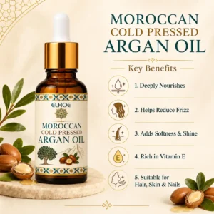Elhoe Moroccan Cold Pressed Argan Oil Benefits for Hair, Skin & Nails